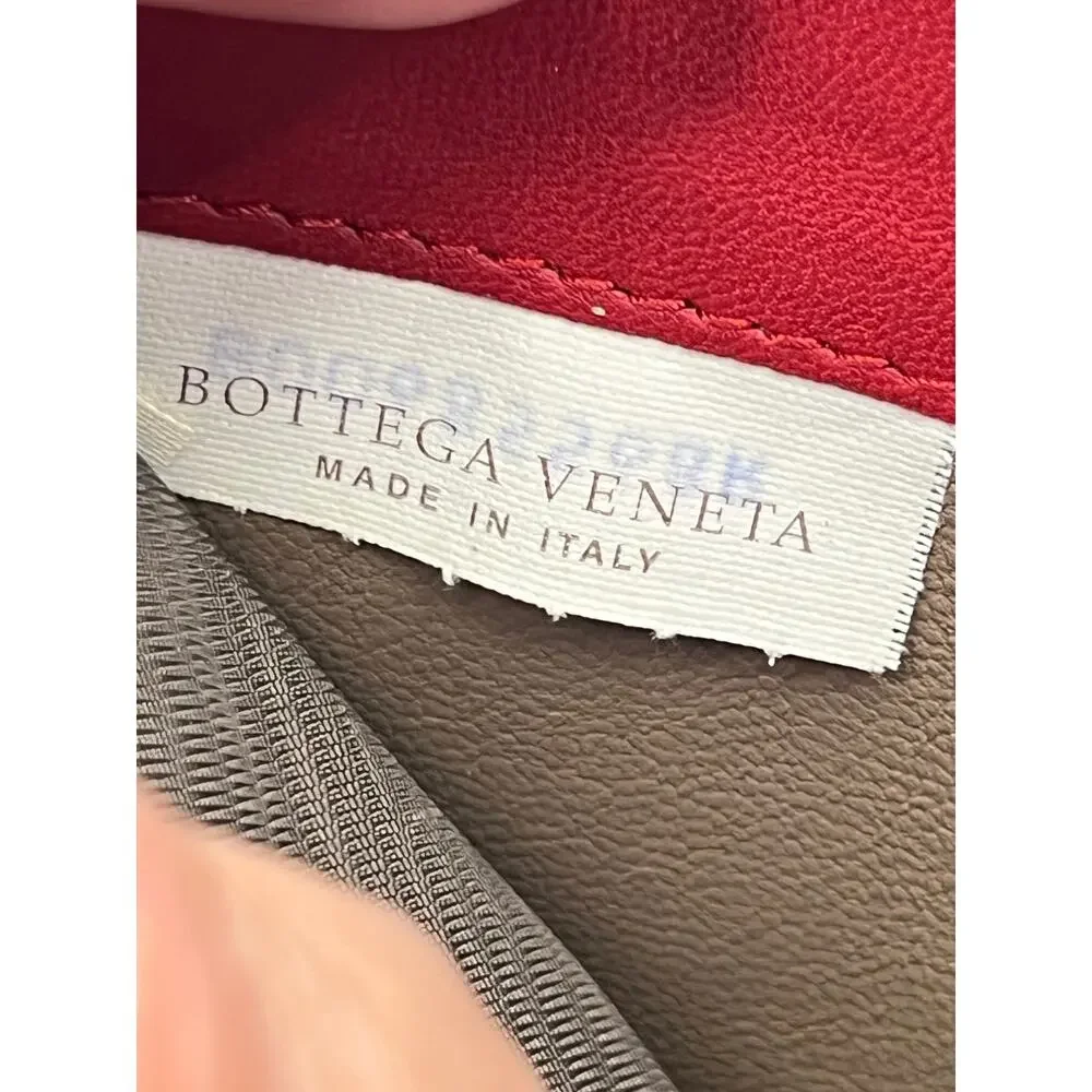 Bottega Veneta Intrecciato Red Leather Zip Around Continental Wallet